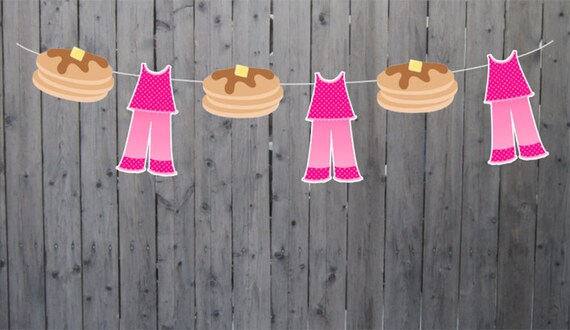 Pancake Garland, Pancake Banner, Pancakes and Pajamas, Pajamas Garland, Slumber Party, Pancake Photo Prop, Pancake Decorations Il_570xn