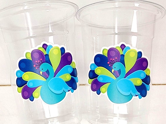 PEACOCK PARTY CUPS Peacock Cups Peacock Decorations Peacock - Etsy