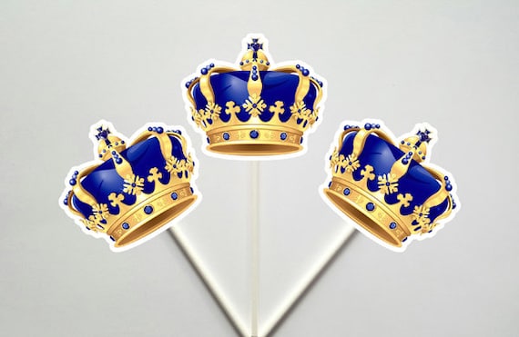 Crown Cupcake Toppers, Prince Baby Shower Cupcake Toppers - Royal