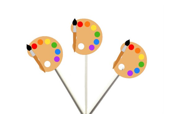 Paint Party Cupcake Toppers, Art Party Cupcake Toppers, Painting Cupcake Toppers, Paintbrush Cupcake Toppers Il_570xn
