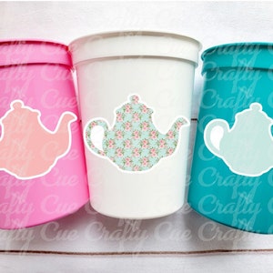 TEA PARTY CUPS - Tea Birthday Cups Tea Party Favors Tea Party Baby Shower Tea Party Decorations Tea Party Supplies Teapot Cups Teapot Decor