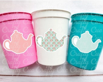 TEA PARTY CUPS - Tea Birthday Cups Tea Party Favors Tea Party Baby Shower Tea Party Decorations Tea Party Supplies Teapot Cups Teapot Decor