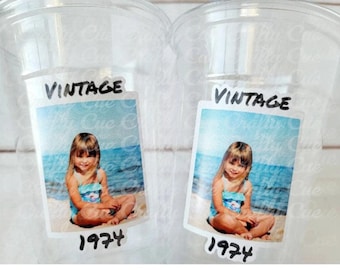 Custom Plastic Party Cups Personalized Party Cups Personalized 50th Birthday Cups Vintage 50th Cups 1976 Custom Face Party Cups Decorations
