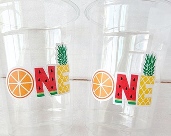 ONE Twotti Frutti Party Cups Fruit Party Cups Luau Party Decorations Fruit Birthday Party Cup Pineapple Tutti Fruity Birthday Party