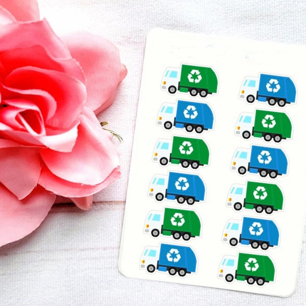 SMALL Garbage Truck Stickers Recycle Truck Stickers Garbage Truck Favor Stickers Planner Stickers Trash Day Garbage Day Stickers Journal