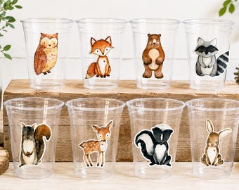 Vasos para FIESTA BOSQUE - Vasos Bosque Animales Bosque Decoraciones Bosque Cumpleaños Bosque Baby Shower Bosque Fiesta de Cumpleaños