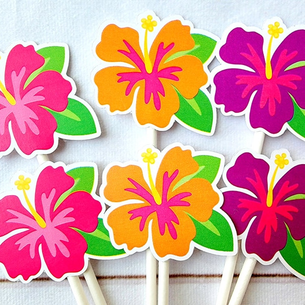 Luau Cupcake Toppers Etsy
