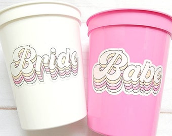 BRIDE AND BABE Party Cups - Bachelorette Party Cups Pink Bachelorette Cups Wedding Cups Bachelorette Party Favors Bride Babes Wedding Gifts