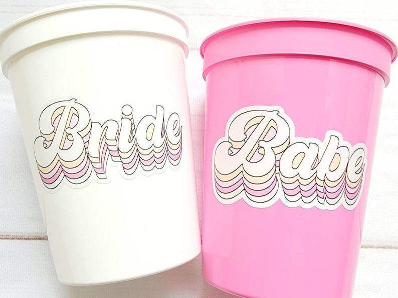 BRIDE AND BABE Party Cups - Bachelorette Party Cups Pink Bachelorette Cups Wedding Cups Bachelorette Party Favors Bride Babes Wedding Gifts