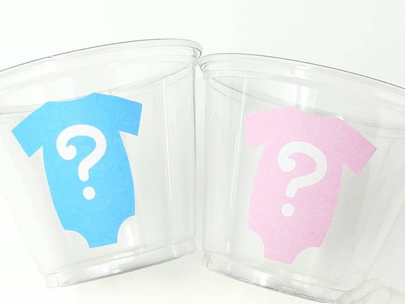 GENDER REVEAL PARTY Cups - Pink and Blue One piece Cups Gender Reveal Baby Shower Gender Reveal Decorations Gender Reveal Cup Baby One piece Il_570xn