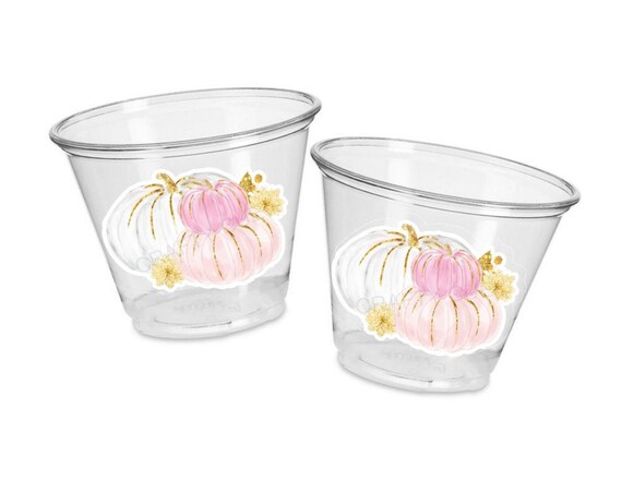 PINK PUMPKIN PARTY Cups - Pink Pumpkin Party Pink and Gold Pumpkin Cups Little Pumpkin Fall Baby Shower Pink Pumpkin Little Pumpkin Cups Il_570xn