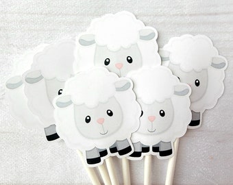 Sheep Cupcake Toppers, Sheep Cupcake Picks, Farm Animal Cupcake Toppers, Farm Birthday Cupcake Toppers, Animal Cupcake Toppers