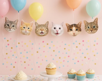 Cat Faces Garland, Cat Banner, Cat Birthday Party, Cat Party Decorations, Kitty Banner, Pet Party Banner, Cat Lovers Banner Garland, Decor