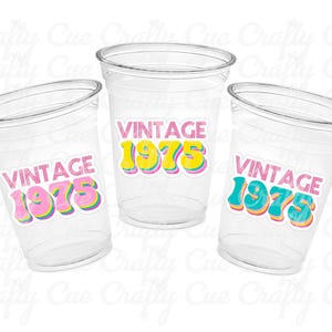 50th PARTY CUPS - 50 and Fabulous 50th Birthday Party 50th Birthday Favors Vintage 1975 Cups 50th Party Decorations 1975 Birthday Party Cups