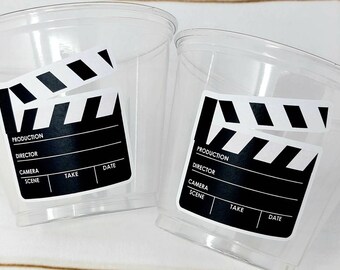 POPCORN BIRTHDAY PARTY cups - Movie Party Supplies Movie Clapper Cups Movie Party Favors Movie Night Party Cups Movie Popcorn Party Favors