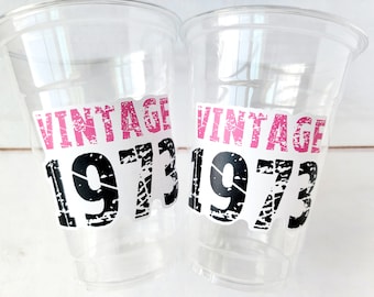 50th PARTY CUPS - 50 and Fabulous 50th Birthday Party 50th Birthday Favors 50th Party Cups 50th Party Decorations 1973 Birthday Party Cups