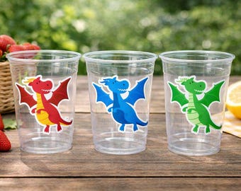 DRAGON PARTY CUPS - Dragon Birthday Cups Dragon Cups Drageon Birthday Party Cups Dragon Party Decorations Dragon Party Favors Dragon Favors