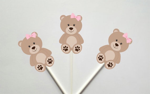 Teddy Bear Cupcake Toppers, Teddybear Cupcake Toppers 217201050A Il_570xn