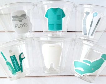 DENTIST PARTY CUPS Dental School Party Cups Orthodontist Dentist Graduation Dental Graduation Party Favors Dentist Party Favors Decorations