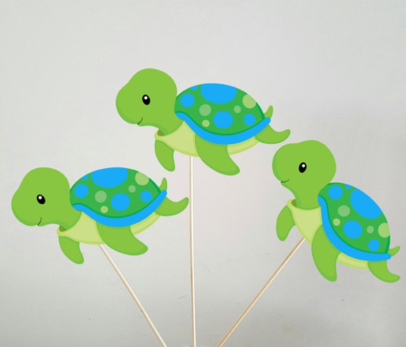 Turtle Cupcake Toppers Turtle Birthday Turtle Baby Shower Etsy