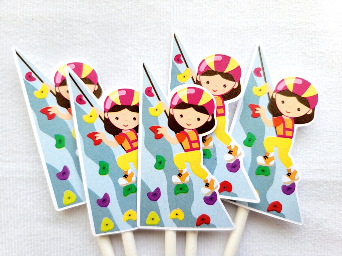 Rock Climbing Cupcake Toppers Rock Climbing Birthday Rock Etsy