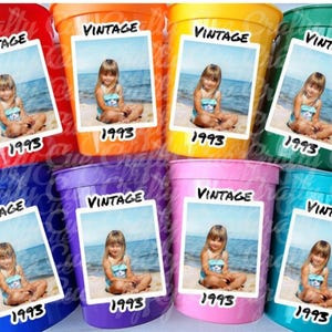 Custom Plastic Party Cups Personalized Party Cups Personalized 30th Birthday Cups Vintage 30th Cups 1995 Custom Face Party Cups Decorations