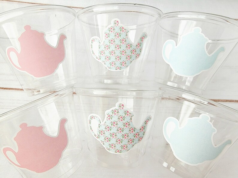 TEA PARTY CUPS Tea Birthday Cups Tea Party Favors Tea Party Baby Shower Tea Party Decorations Tea Party Supplies Teapot Cups