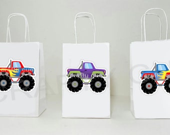 Monster Truck Goody Bags, Monster Truck Favor Bags, Monster Truck Gift Bags, Monster Truck Birthday, Monster Truck Party