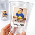 Ships Fast Personalized Photo Cups – 16oz Custom Party Cups, Vintage Est Year Picture Cups, Birthday Parties Favors Decorations Supplies Cup