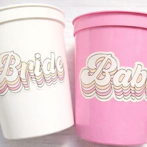 Vasos para despedida de soltera - Vasos rosas para despedida de soltera - Vasos para boda - Recuerdos para despedida de soltera - Regalos de boda para novias y bebés imagen 1