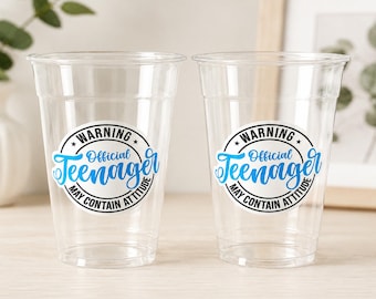 13th Birthday Party Cups - Warning Official Teenager Teenager Party Cups 13th birthday Party Favors 13th Party Decorations Birthday Supplies