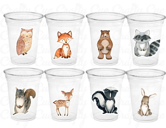WOODLAND PARTY Cups- Woodland Cups Woodland Animals Woodland Decorations Woodland Birthday Woodland Baby Shower Woodland Birthday Party