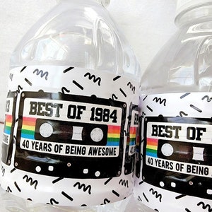 40th Birthday Water Bottle Labels 40th Birthday Water Bottle Favors 1984 Cassette Tape Water Bottle Labels 1984 Favors Vintage 1984