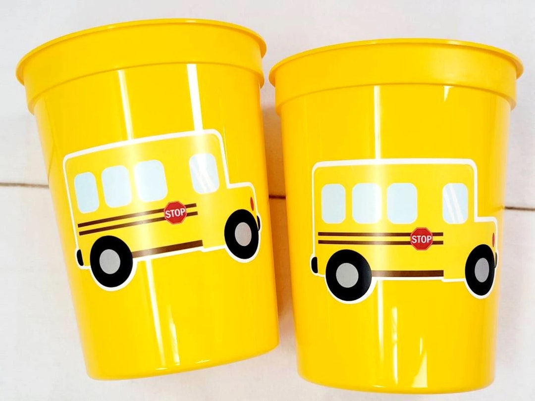 School Bus Party Cups Reusable School Cups School Bus Etsy