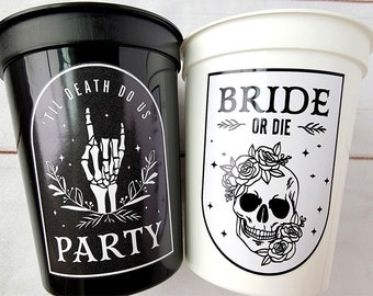 Bride or Die Cups Till Death Do Us Party Cups Bachelorette Party Cups Black Wedding Cups Bachelorette Party Favors Wedding Gifts Bridesmaids