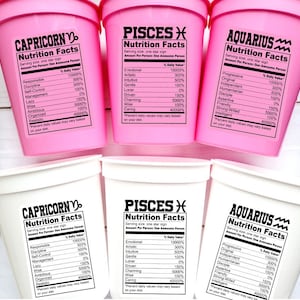 ZODIAC PARTY CUPS - Zodiac Sign Cups Astrology Sign Party Cups Zodiac Party Favors Cups Zodiac Nutrition facts Astrology Cups Horoscope Cups