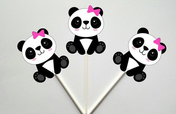 Panda Bear Cupcake Toppers, Girl Panda Cupcake Toppers (122718249P) Il_570xn