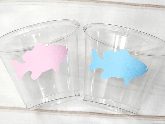 GENDER REVEAL FISHING Party Cups Fish Party Cups Fishing Baby