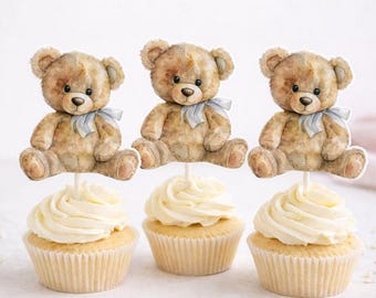 Teddy Bear Cupcake Toppers Teddy Bear Baby Shower Cupcake Toppers Teddy Bear Cake Toppers Teddy Bear Birthday Decorations Teddy Bear Party
