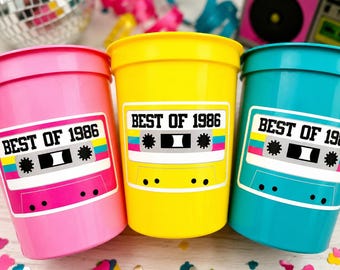 40th PARTY CUPS - Best of 1986 40th Birthday Party 40th Birthday Favors 40th Party Cups 40th Party Decorations 1986 Birthday 80's Party Cups