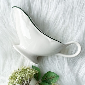 GRAVY Boat Pitcher Homer Laughlin Restaurant Ware with Green Stripe Vintage