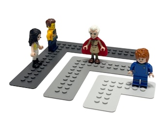 Brick Figure Stand L-Shaped Corner (Minifigure / Minidoll) - 3 Sizes, 30 Colors (Various Shown)