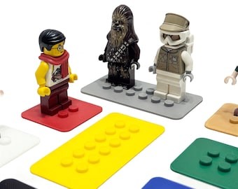 Brick Figure Stand (Minifigure / Minidoll) - 2 Sizes, 30 Colors (Various Shown)