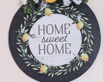 Round Wood Home Sweet Home wreath