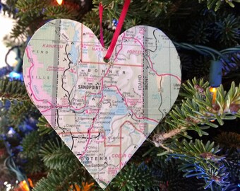 Wood Map Ornaments