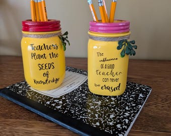 porte-crayon cadeau pour enseignant, cadeau de remerciement pour enseignant, organisateur de bureau pot Mason, cadeau de fin d'année pour enseignant, décoration de salle de classe