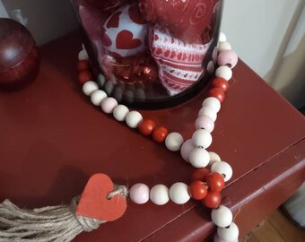 Valentine bead garland