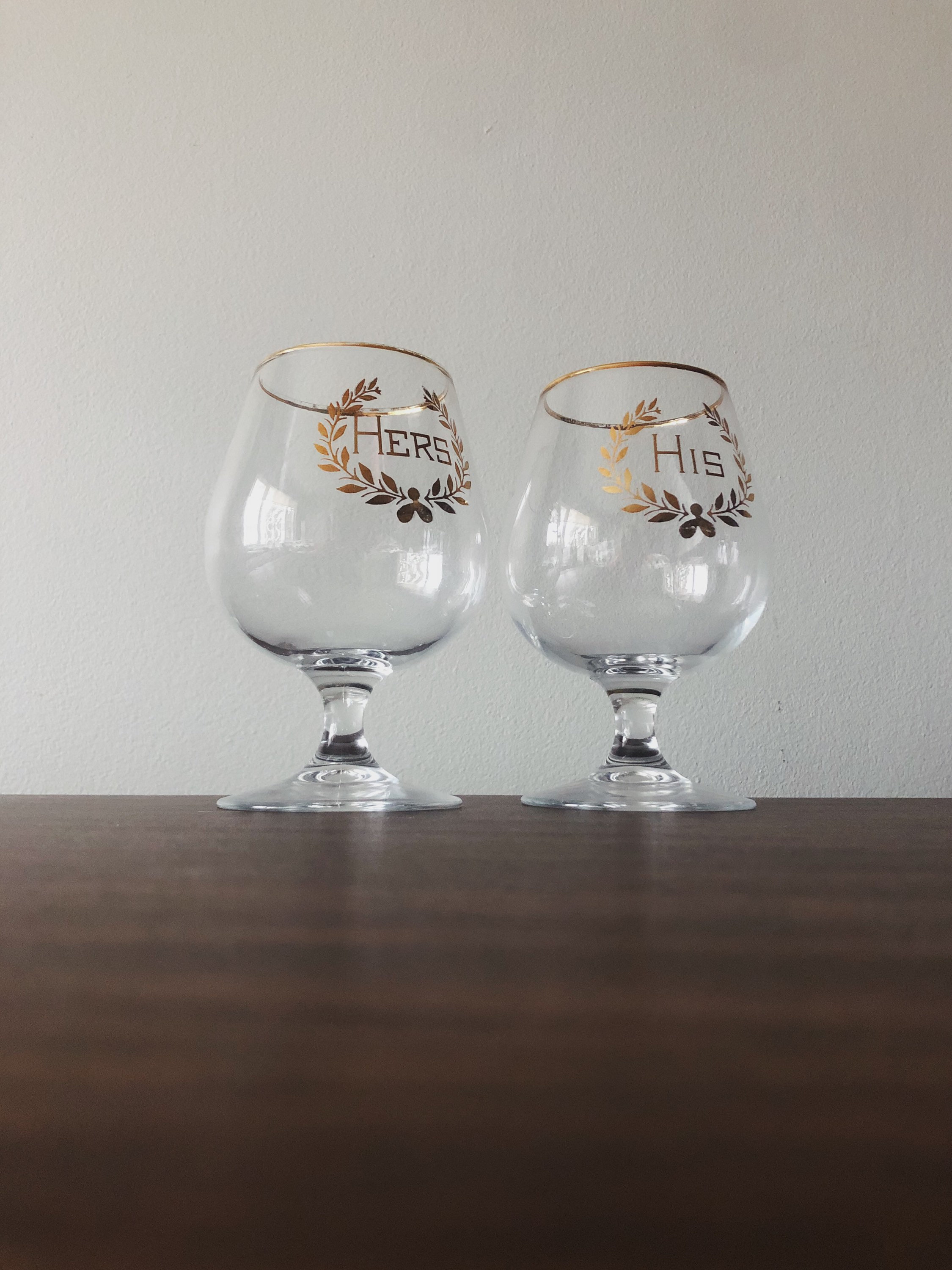 His and Hers Glass Snifters // Vintage Pair of Wine Brandy Etsy