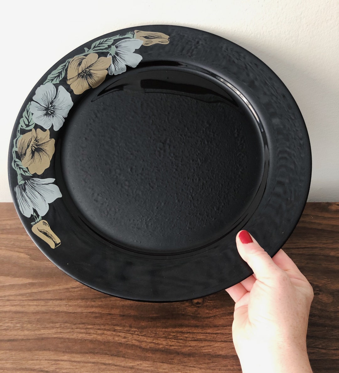 Luminarc Arcoroc Julie Pattern Serving Platter // Black Deco Etsy