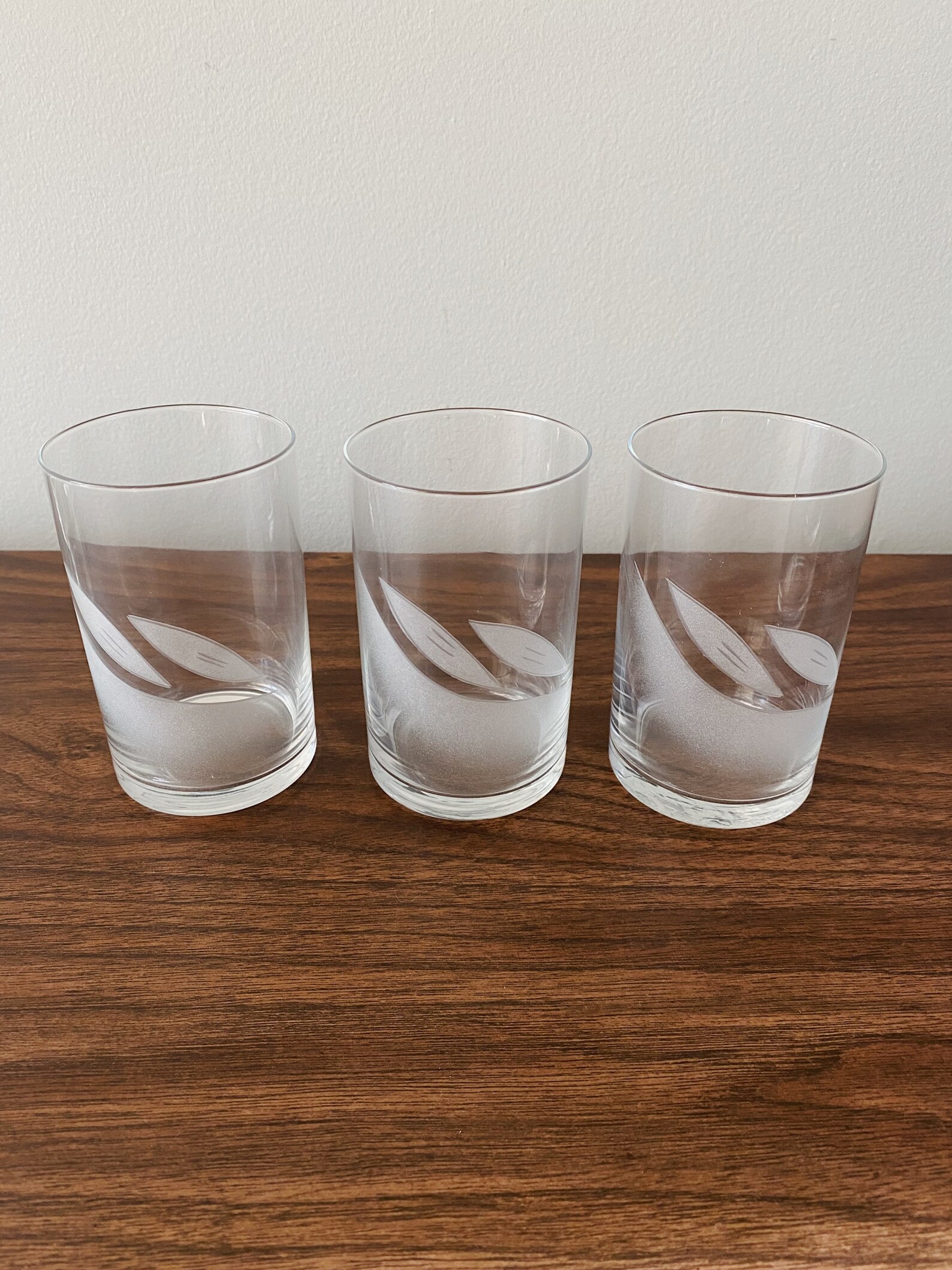 Etched Glass Tumblers // Set of Six Vintage Clear Drinking Etsy UK